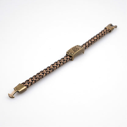 Full length view of Konoha-inspired braided bracelet and clasp
