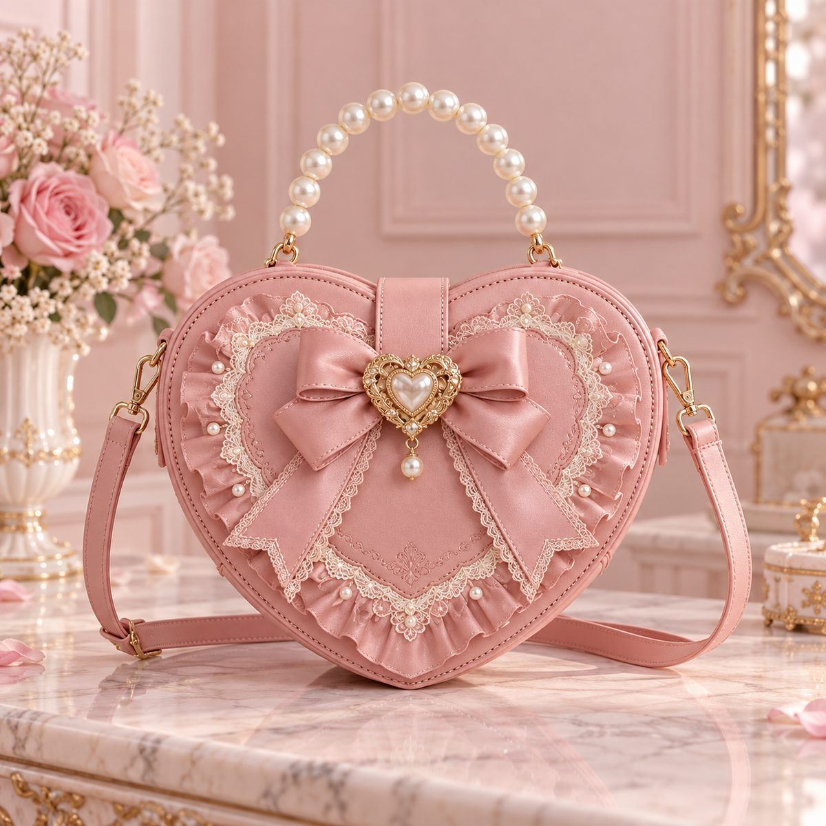 Love Letter heart-shaped Lolita shoulder bag, front view