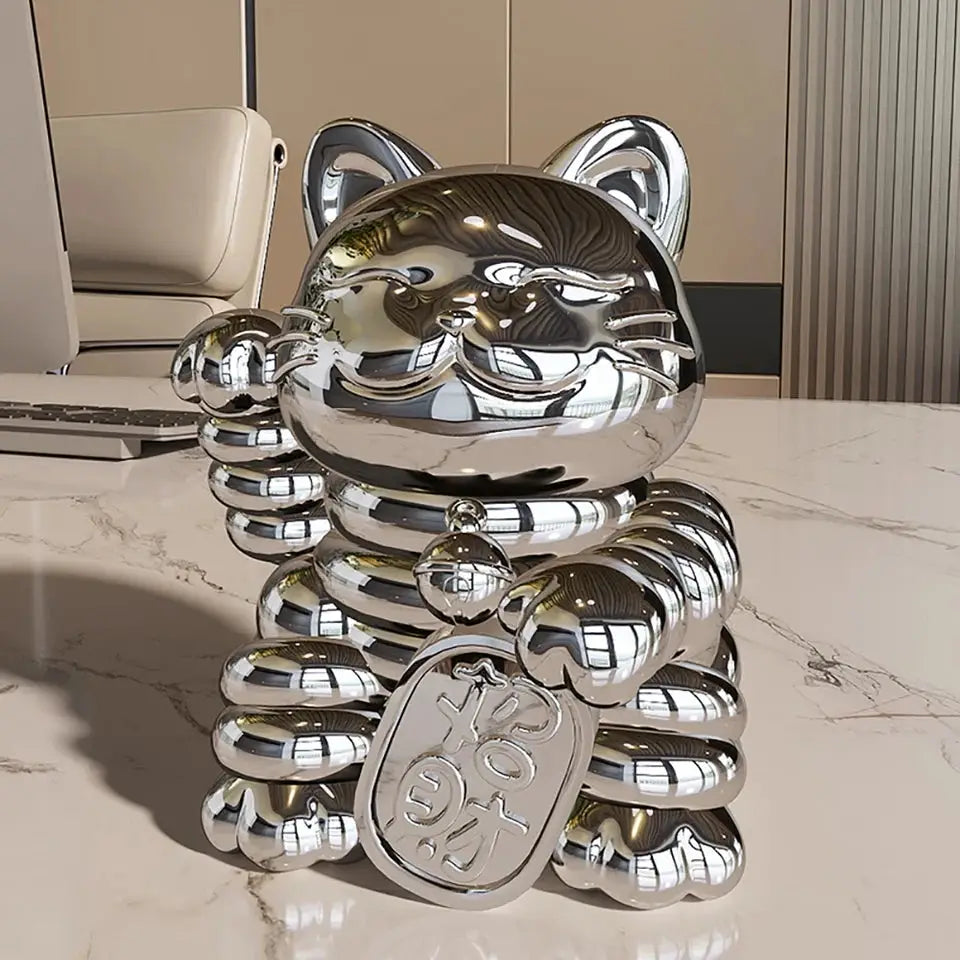 Silver Puffy Lucky Cat