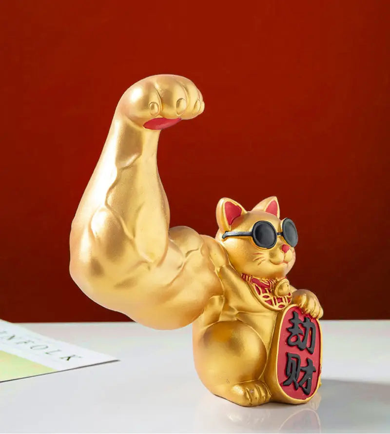 Golden Big Arm Lucky Cat