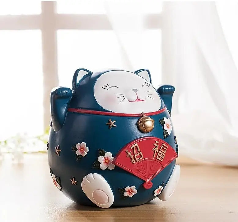 Chat porte-bonheur boule Neko bleue