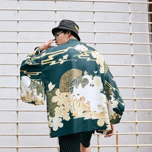 Sakura Green Men’s Kimono Jacket