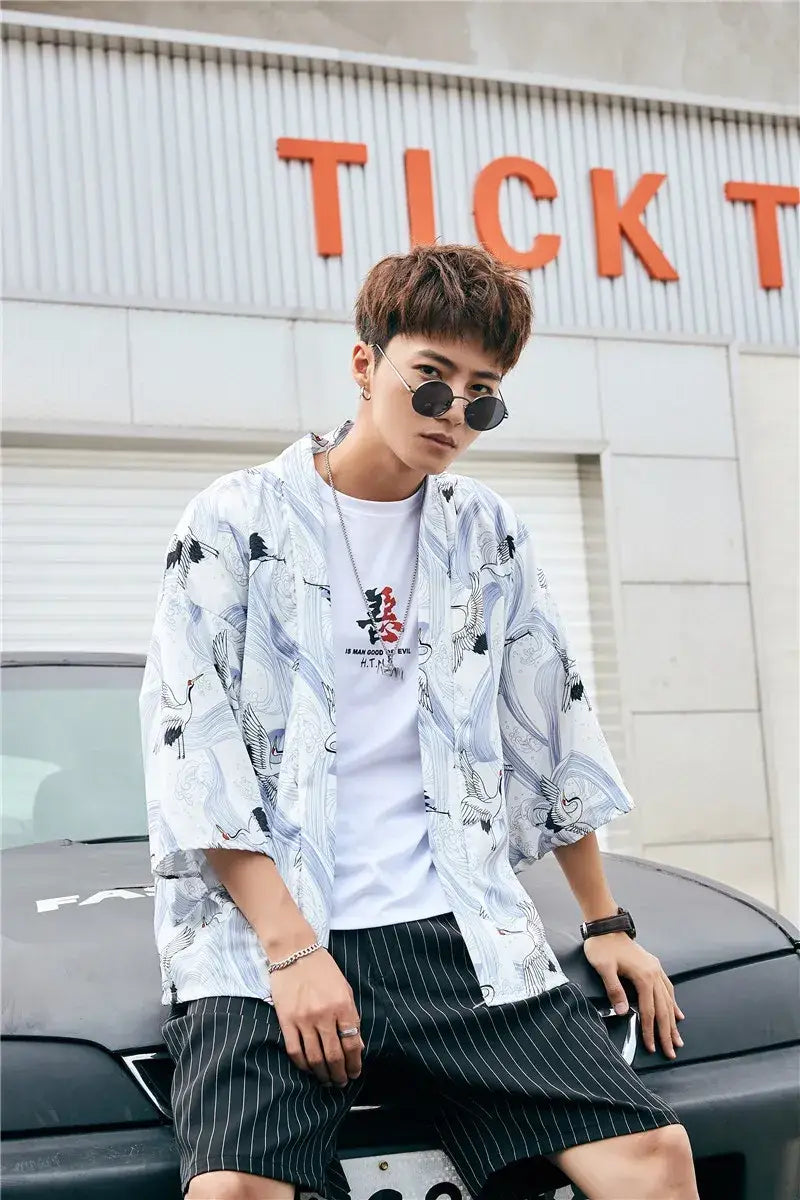 Crane Jacket Cranes White Men's Kimono Jacket – 🈹 JAPAN BOX