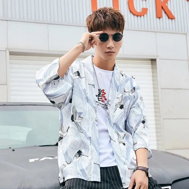 Crane Jacket Cranes White Men's Kimono Jacket – 🈹 JAPAN BOX