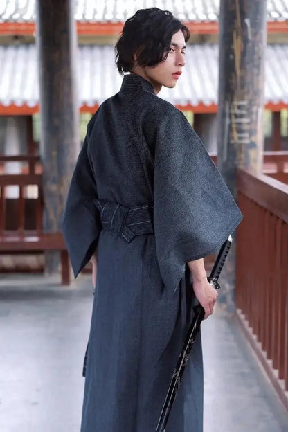 Charcoal Navy Traditional Men Kimono