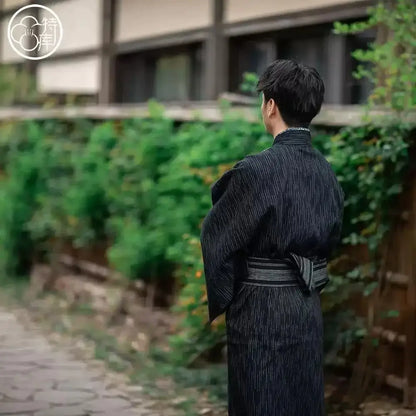 Sakura River Black Men Kimono