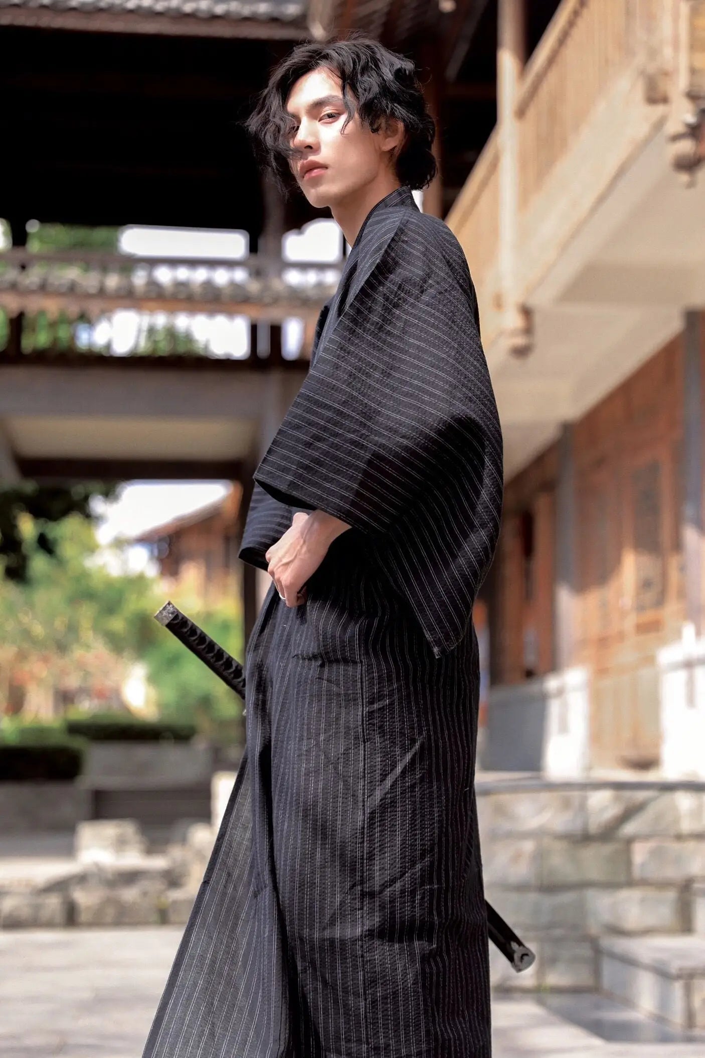 Kimono da uomo tradizionale nero