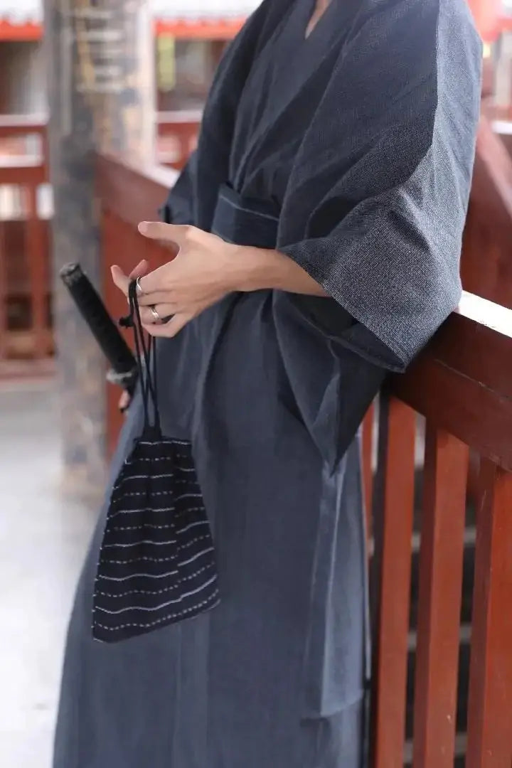 Charcoal Navy Traditional Men Kimono