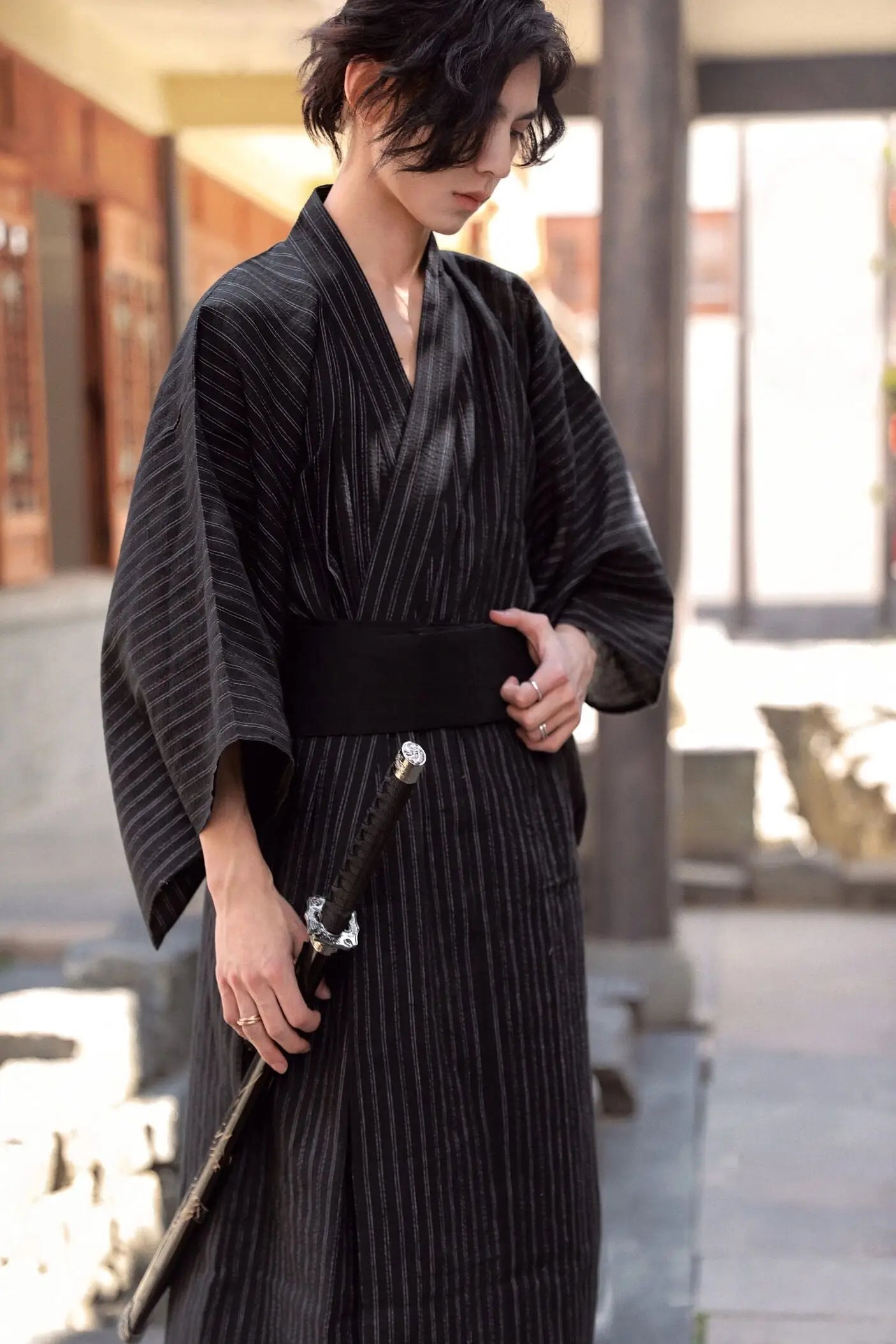 Kimono da uomo tradizionale nero