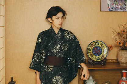 Golden Black Traditional Men Kimono