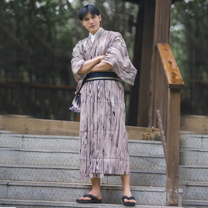 Waves Beige Men Kimono