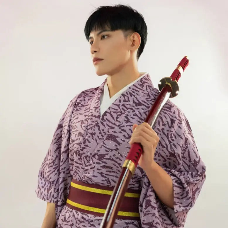 Kimono tradizionale da uomo con onde rosa