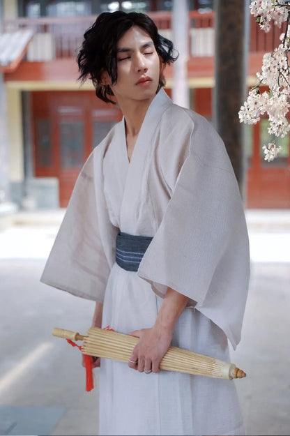 White Traditional Men Kimono