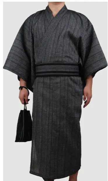 Yukata gris tradicional para hombre