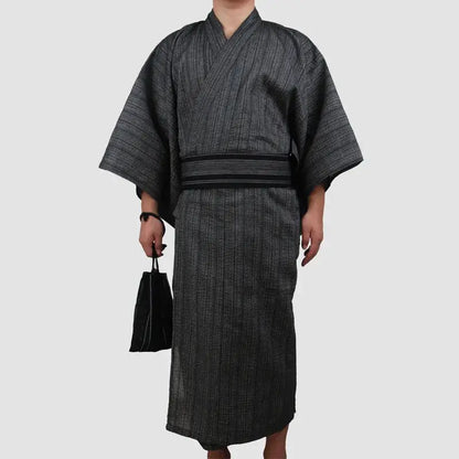 Yukata gris tradicional para hombre