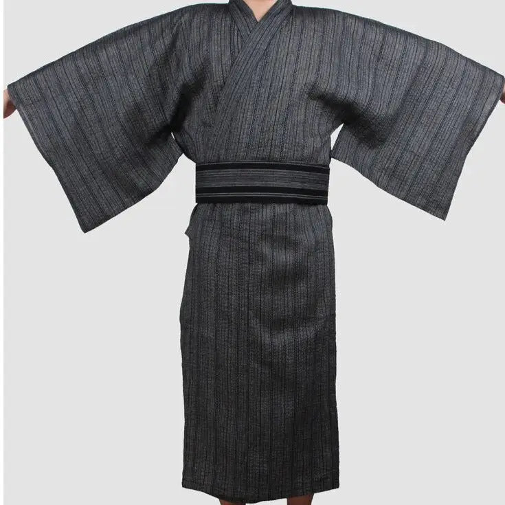 Yukata gris tradicional para hombre