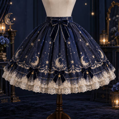 Moonlit Observatory Lolita skirt with moon and star motif