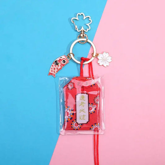 Amuletos de la suerte Omamori floral rojo
