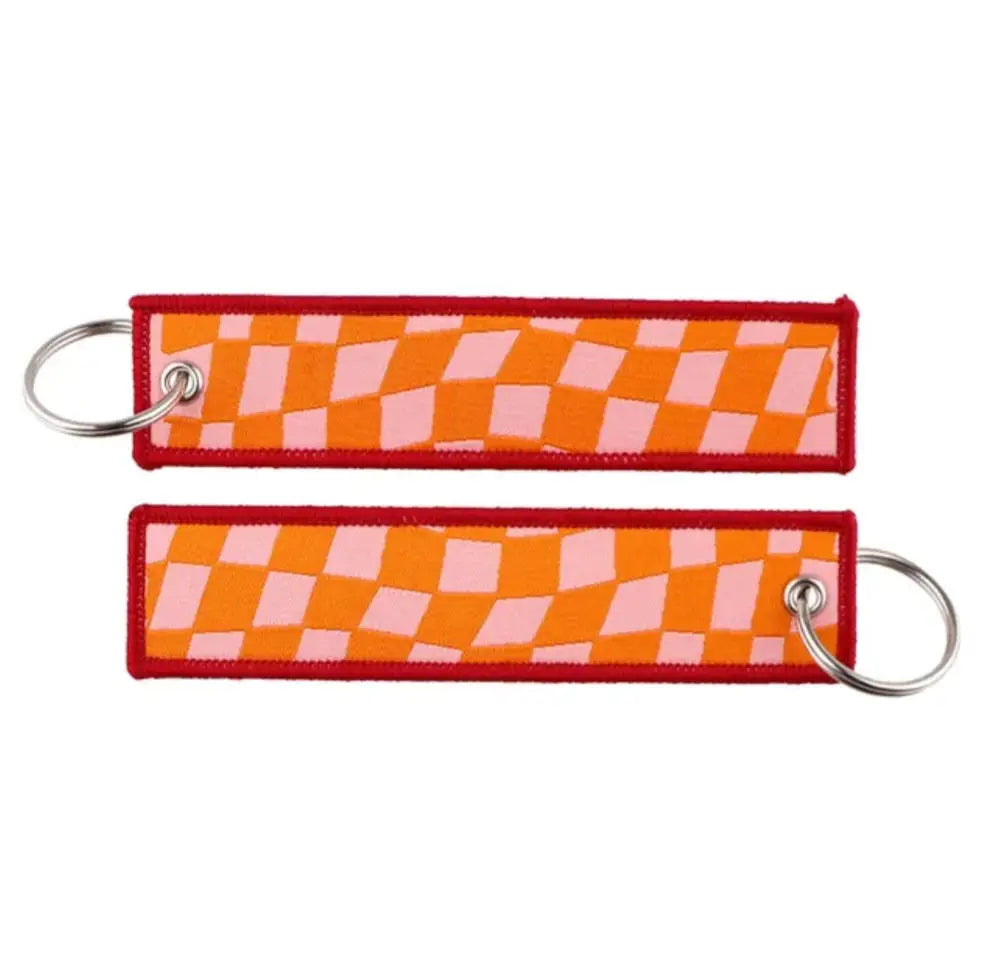 Orange Checkered JDM Keychain