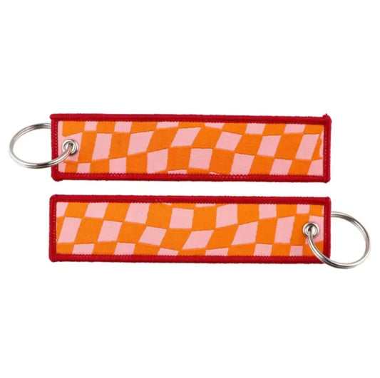 Porte-clés JDM à carreaux orange