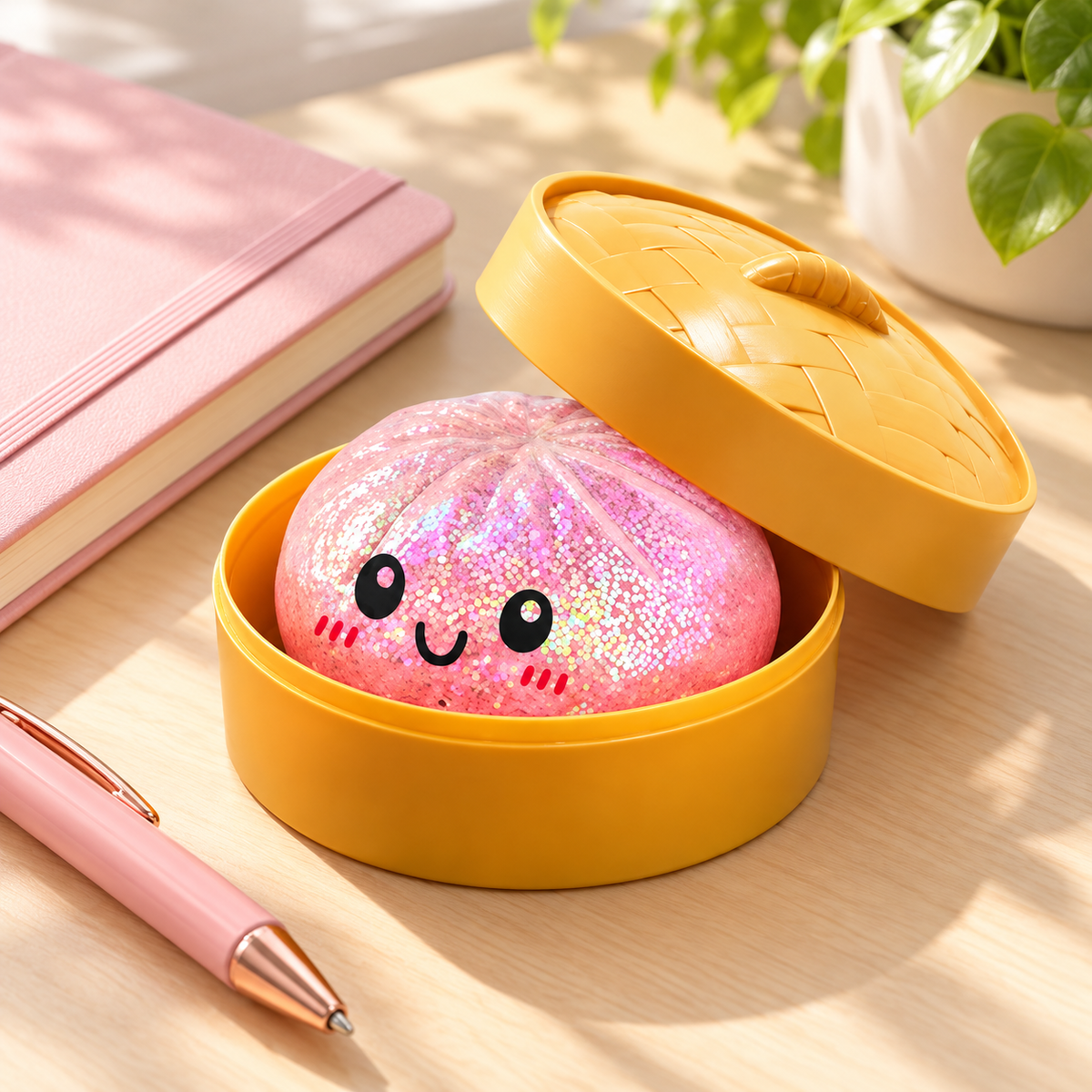 Pink Glitter Dumpling Squishy, additional product view 3
