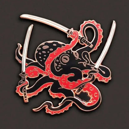 Samurai Octopus Katana Enamel Pin