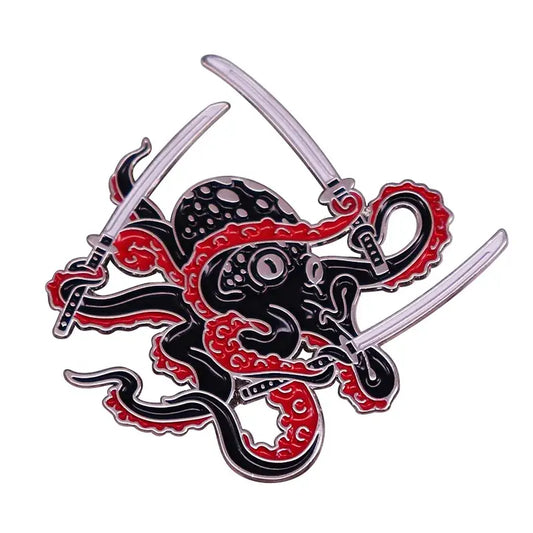 Pin de esmalte Samurai Octopus Katana