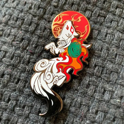 Fire Kitsune Fox Enamel Pin