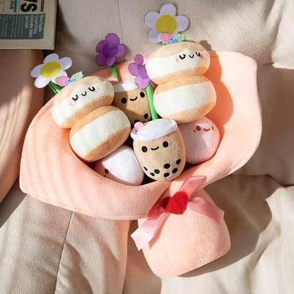 Kawaii Flower Bubble Tea Bouquet Peluche