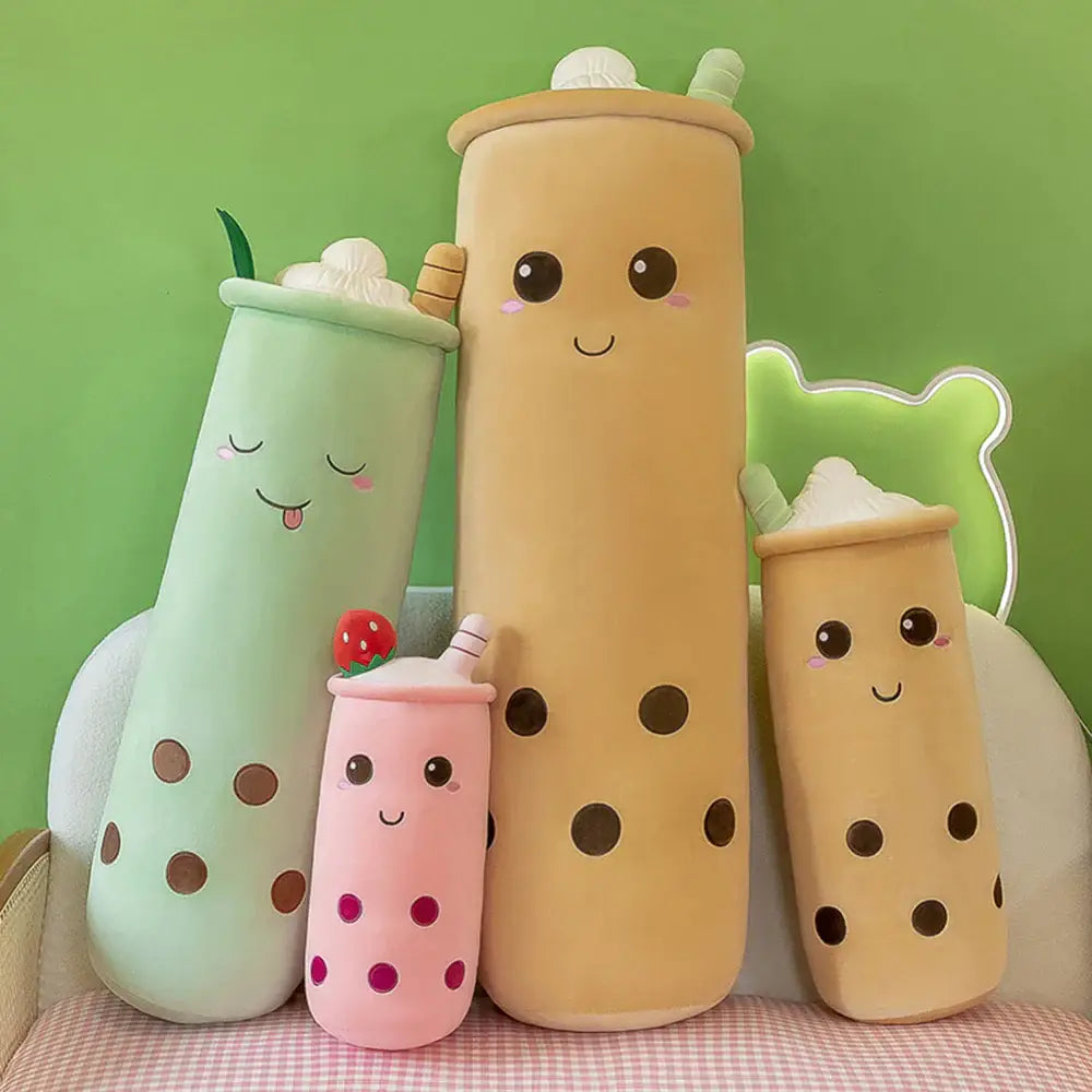 Strawberry Long Bubble Tea Pillow Plushie