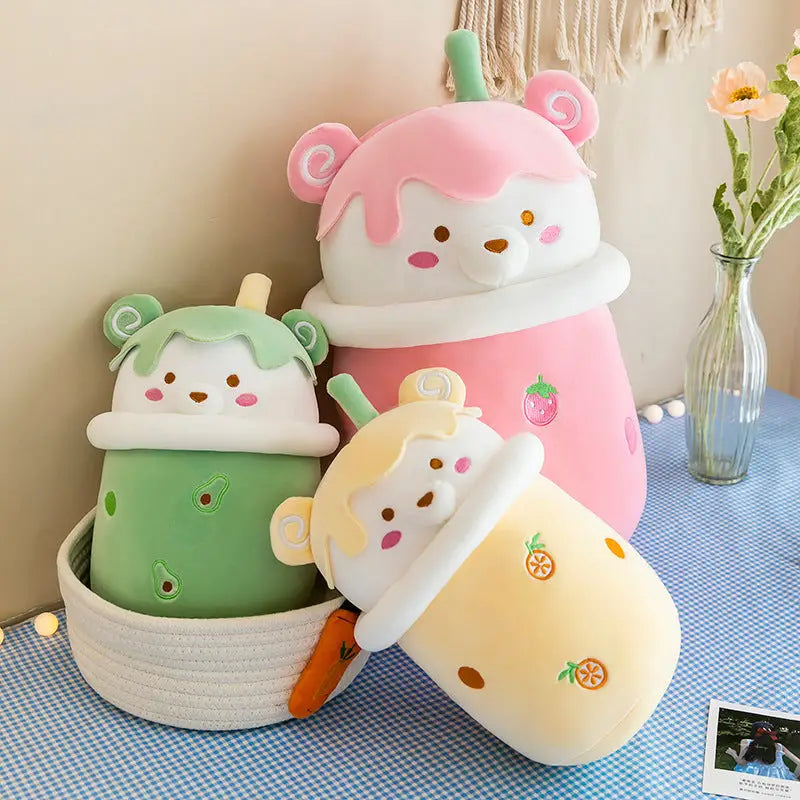 Cute Strawberry Bear Bubble Tea Plushie