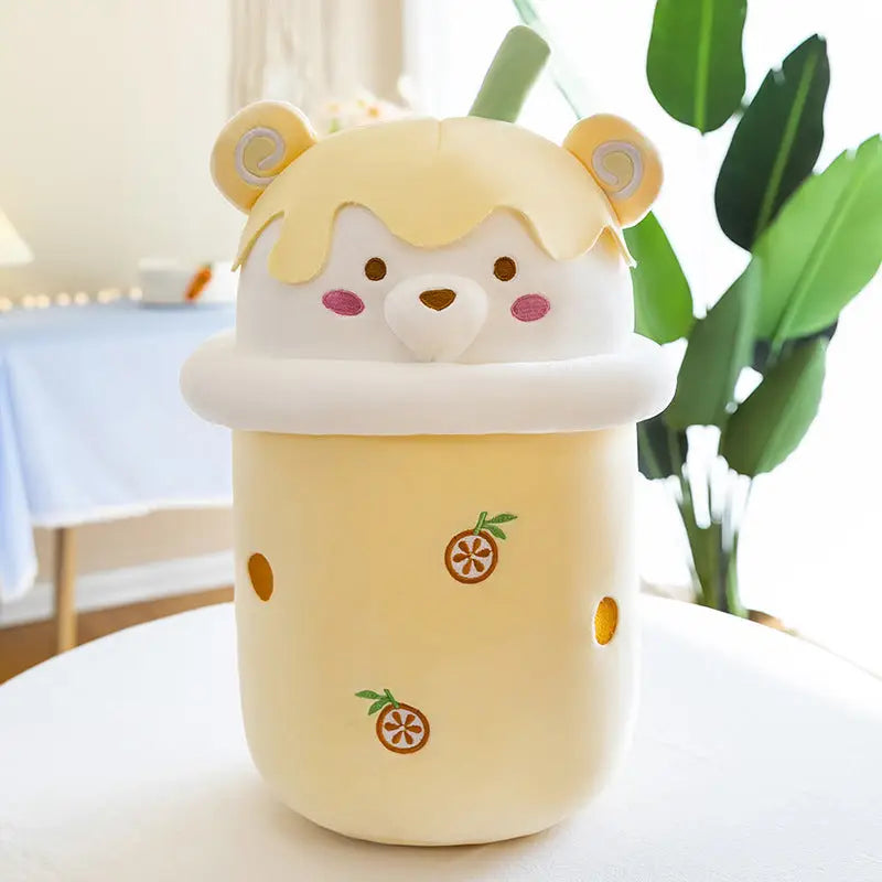 Cute Lemon Bear Bubble Tea Plushie