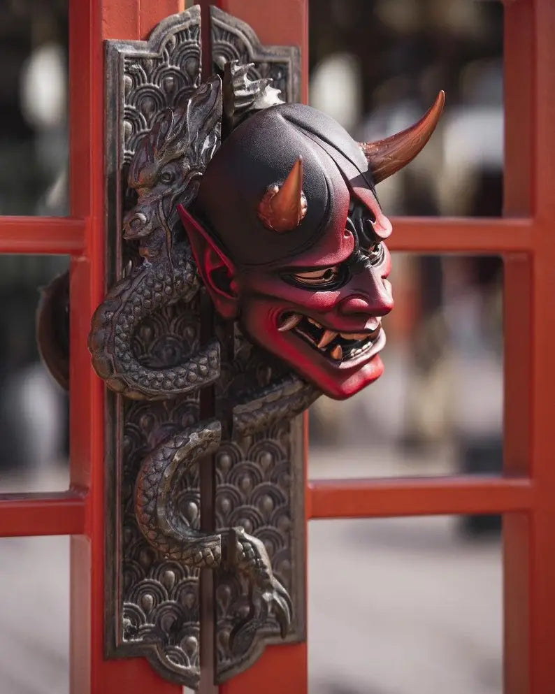 Red and Gold Rope Hannya Decor Mask