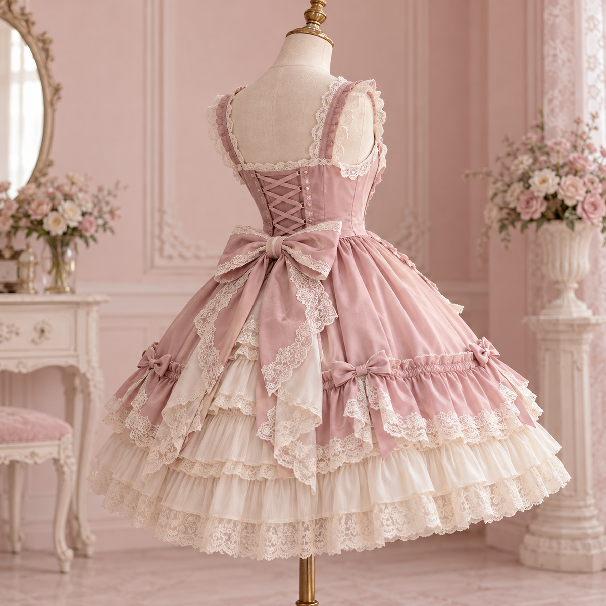 Rose Tea Party Lolita jumper skirt dress, rear view