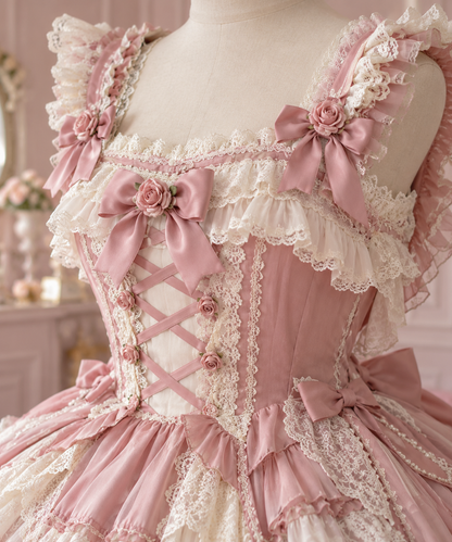 Rose Tea Party Lolita dress bodice and lace detail