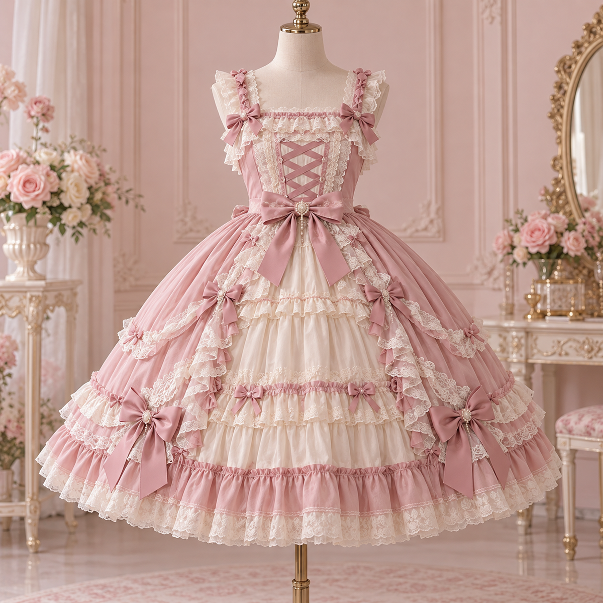 Rose Tea Party Lolita jumper skirt dress, front view