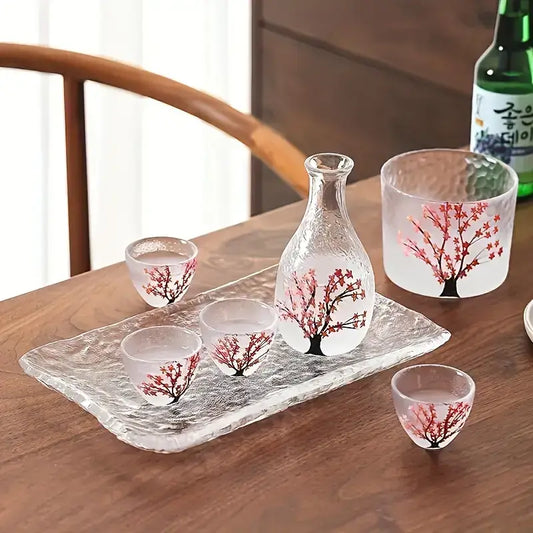 Set di sake in cristallo Sakura