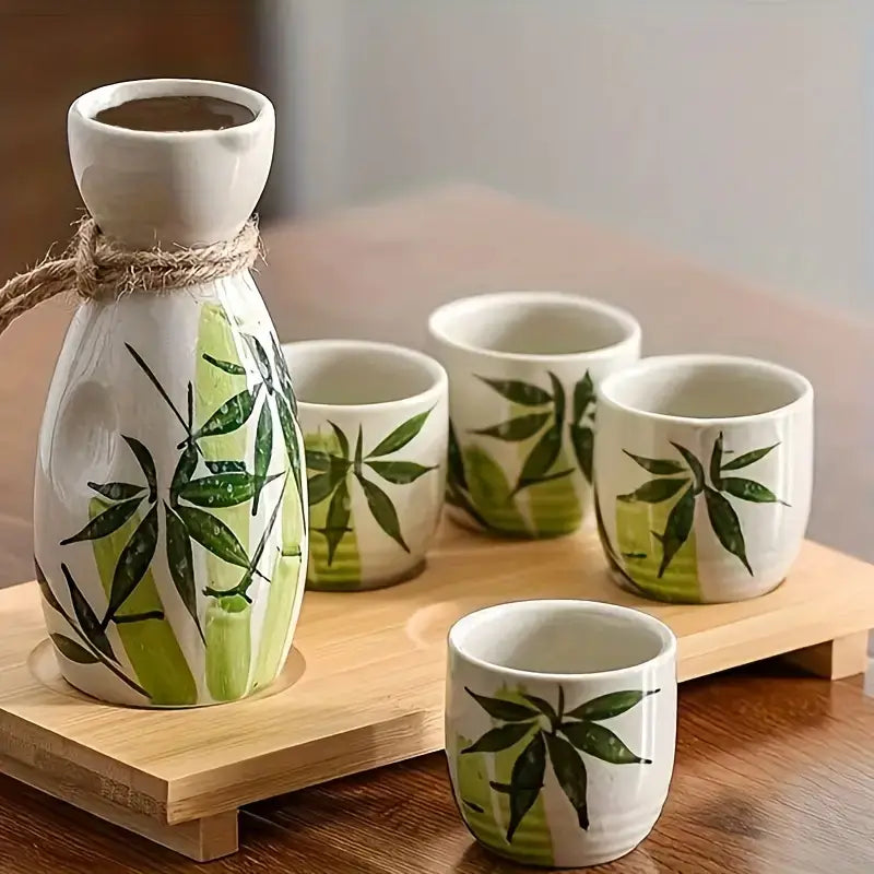 Set de sake de árbol de bambú