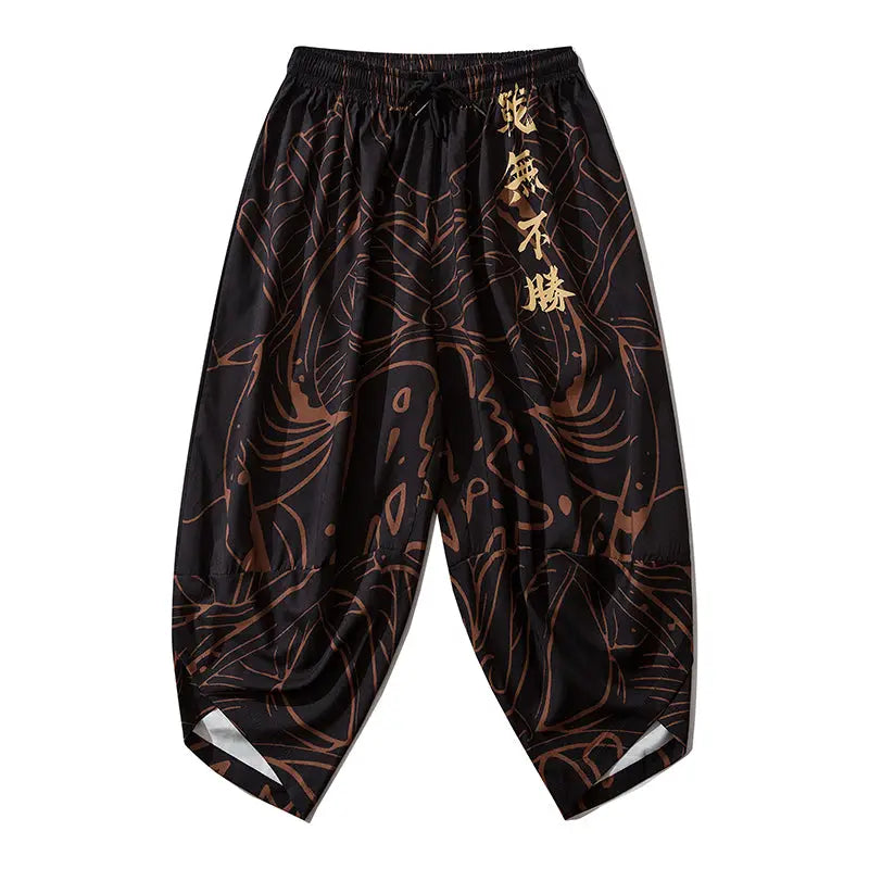 Pantaloni Kanji dorati Samurai