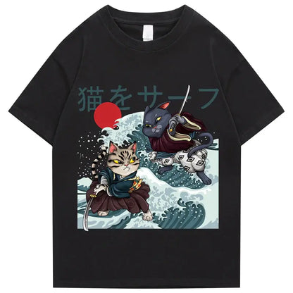 T-shirt Kanagawa Wave Cat Clash