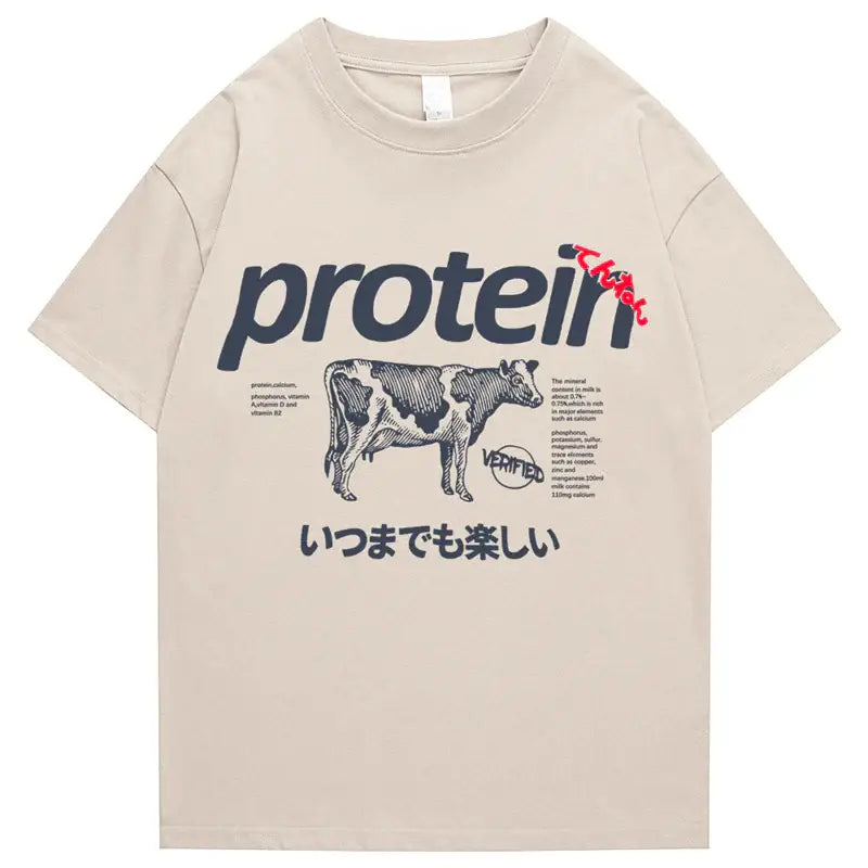 T-shirt proteica retrò con mucca