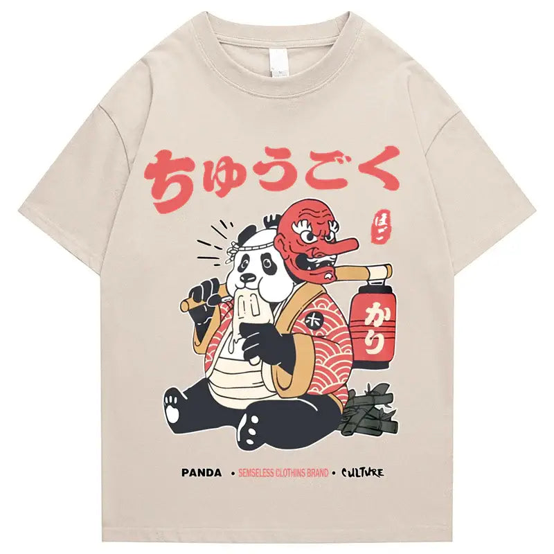 Japan Box Funny Cat in Bag Kanji Shirt L / Black / Cotton