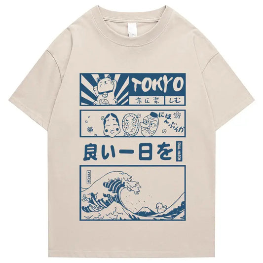 Camiseta japonesa de dibujos animados vintage pop