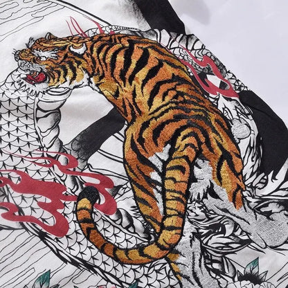 Dragon & Tiger Duel Embroidery T-Shirt