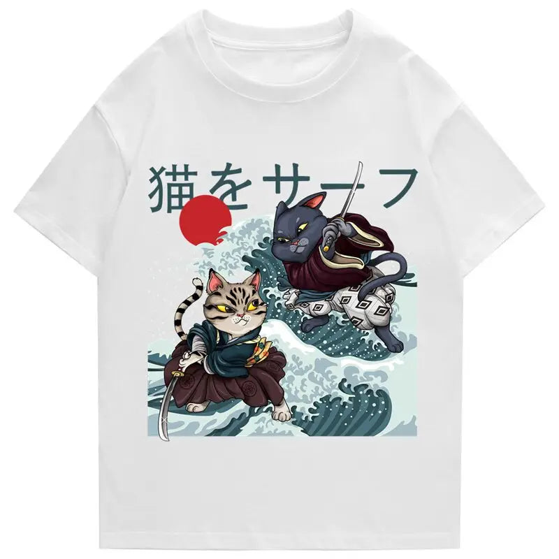 T-shirt Kanagawa Wave Cat Clash