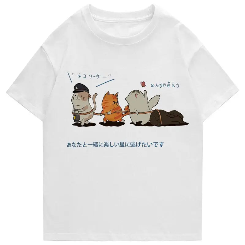 Camiseta divertida de aventura de gato