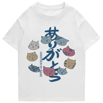 Camiseta con caras de gato Kanji