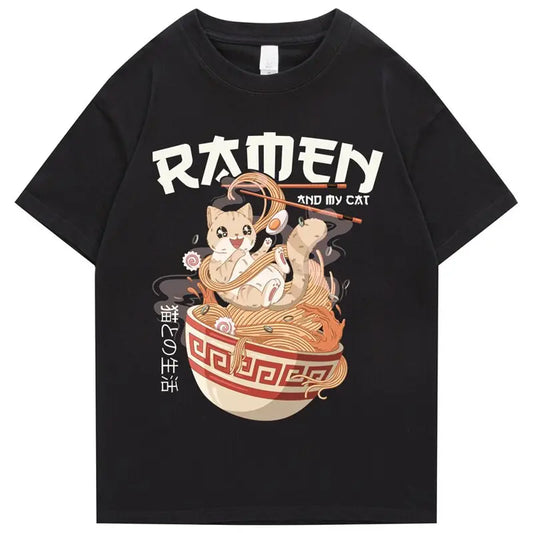 Camiseta Ramen y mi gato