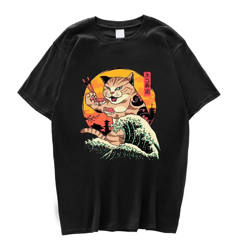 Ukiyo-e Wave Cat Sushi Shirt