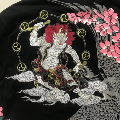 Raijin Storm God Embroidery T-Shirt